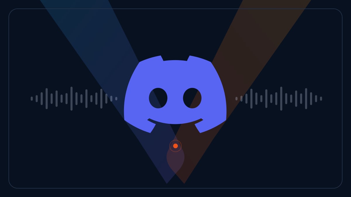 The Discord logo surrounded by voice waves on a background in VoLog colors