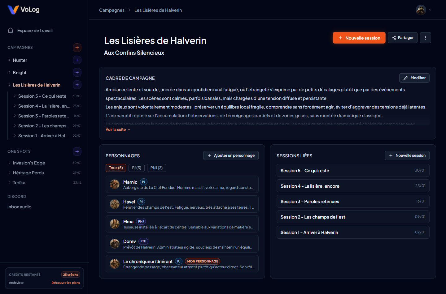 Campaign overview in VoLog