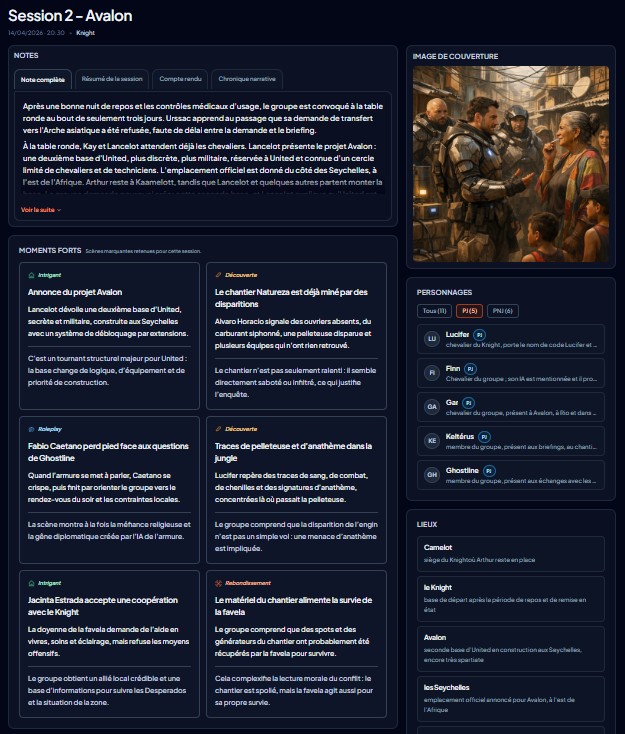 Aperçu d’une session VoLog générée à partir d’un audio