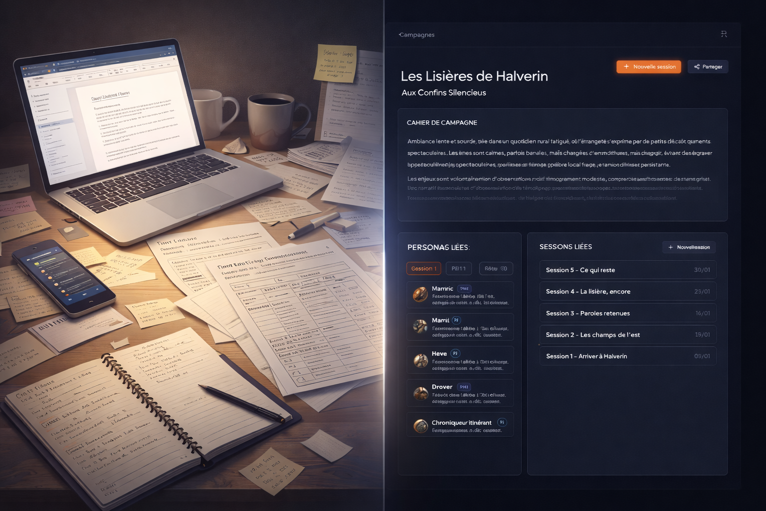 Comparison between scattered notes and a clearer campaign view