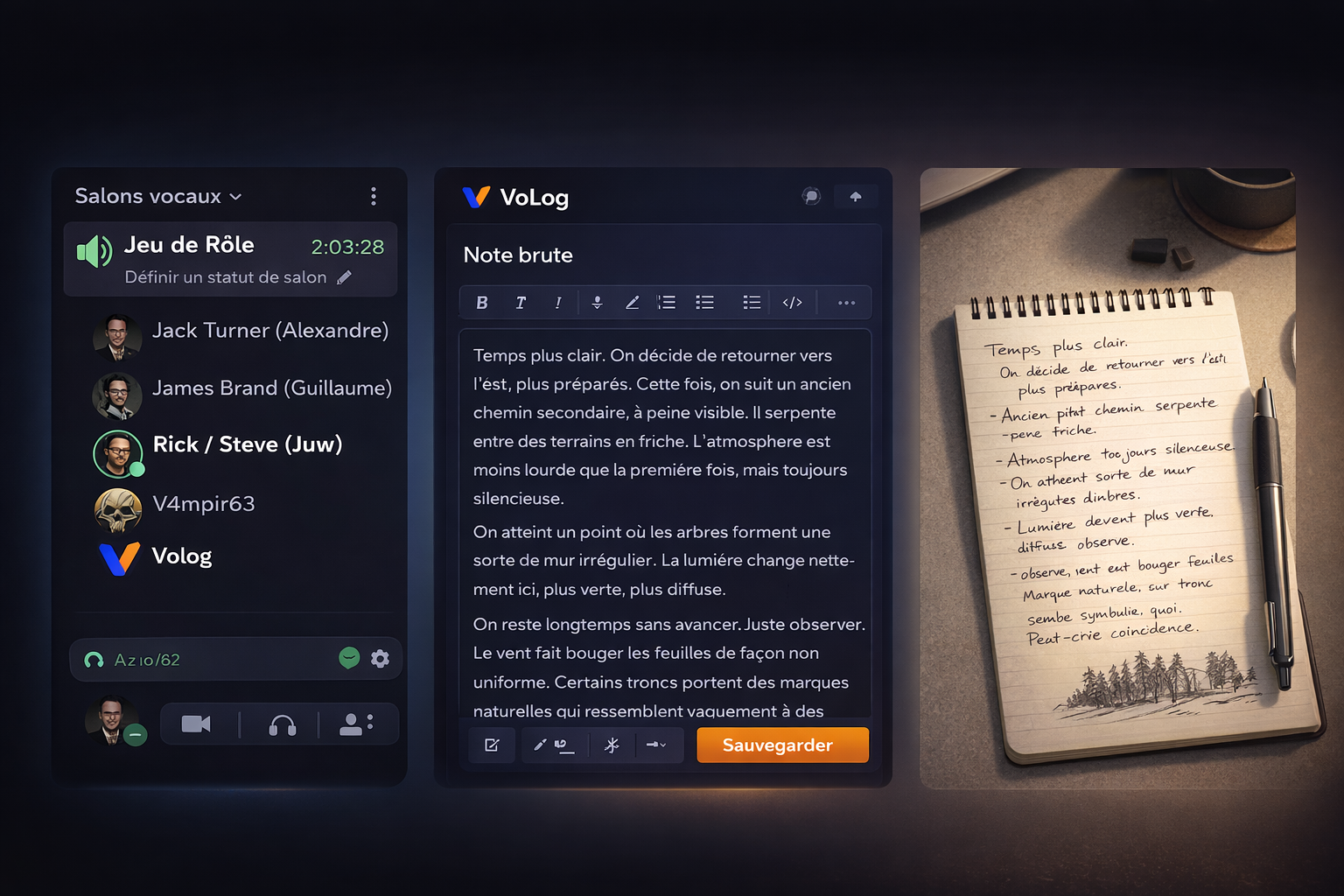 Preview of different ways to capture notes with VoLog